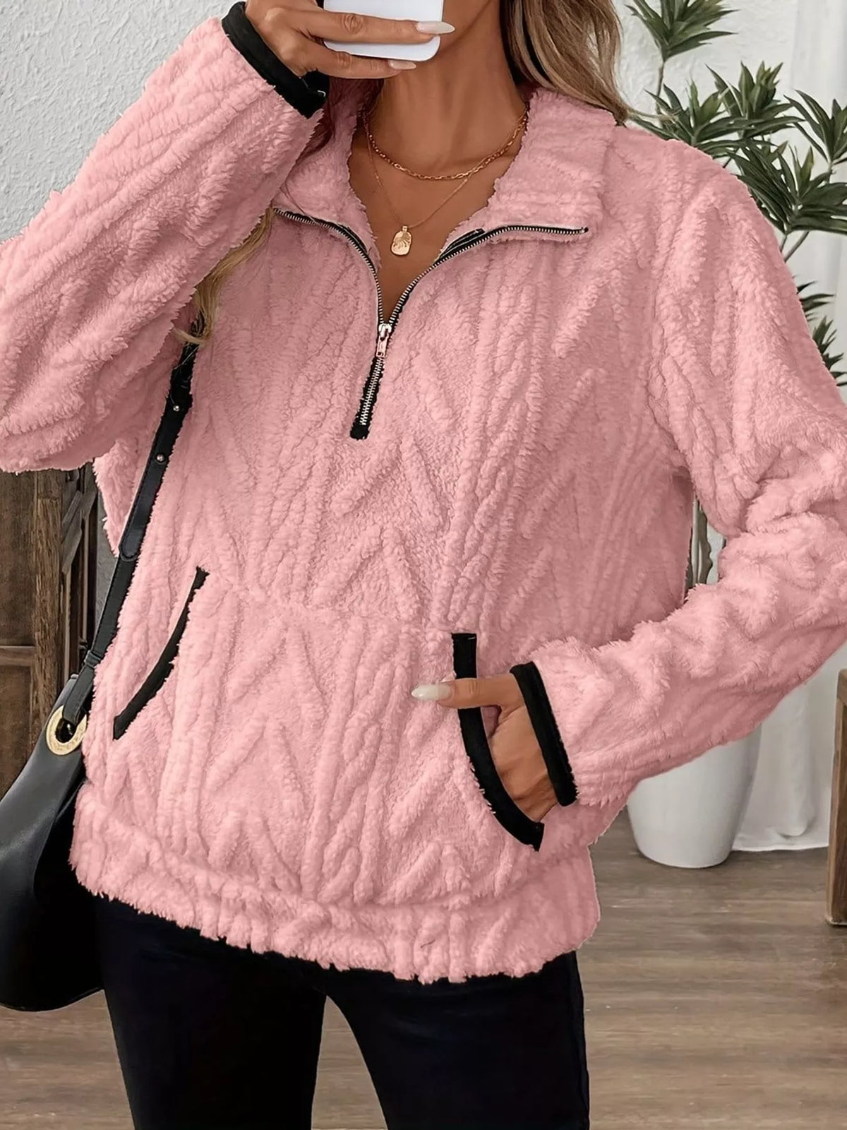 Women's Quarter-Zip Sherpa Sweatshirt – view 14