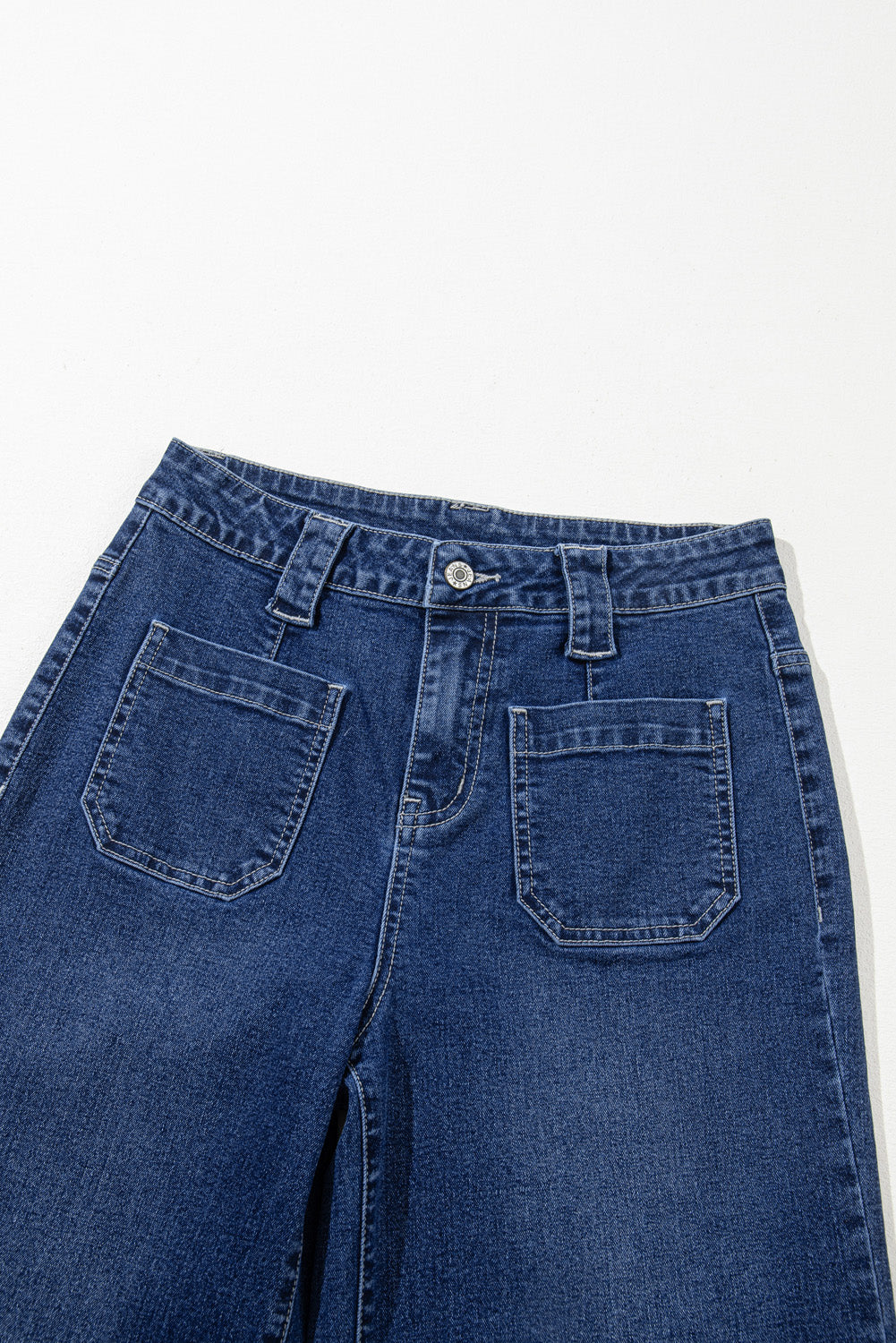 Sail Blue Wide Leg Pocketed High Waist Jeans  Shop One Place