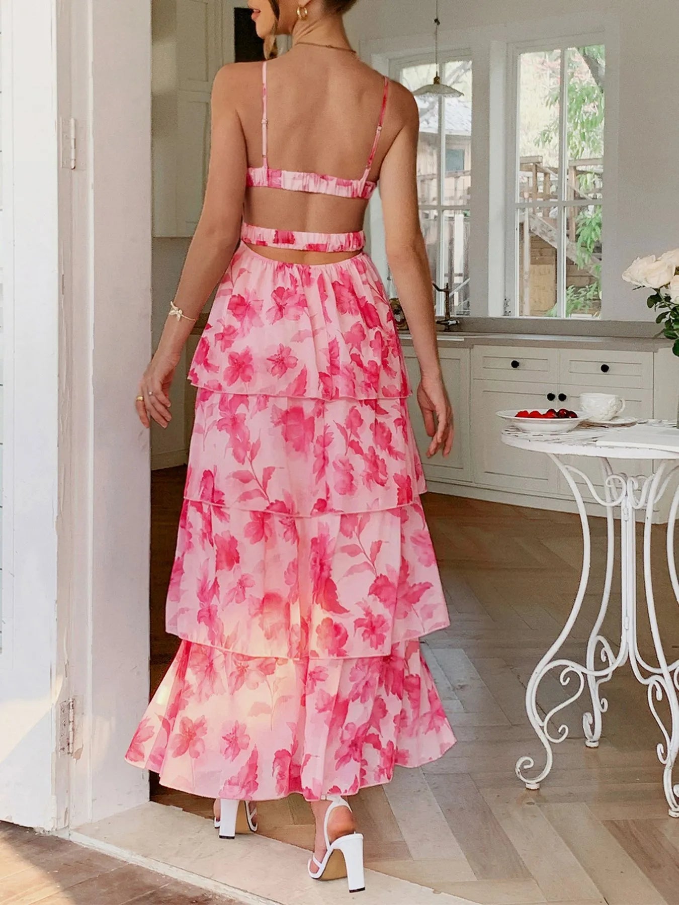 Floral Print Layered Maxi Cami Dress  Shop One Place