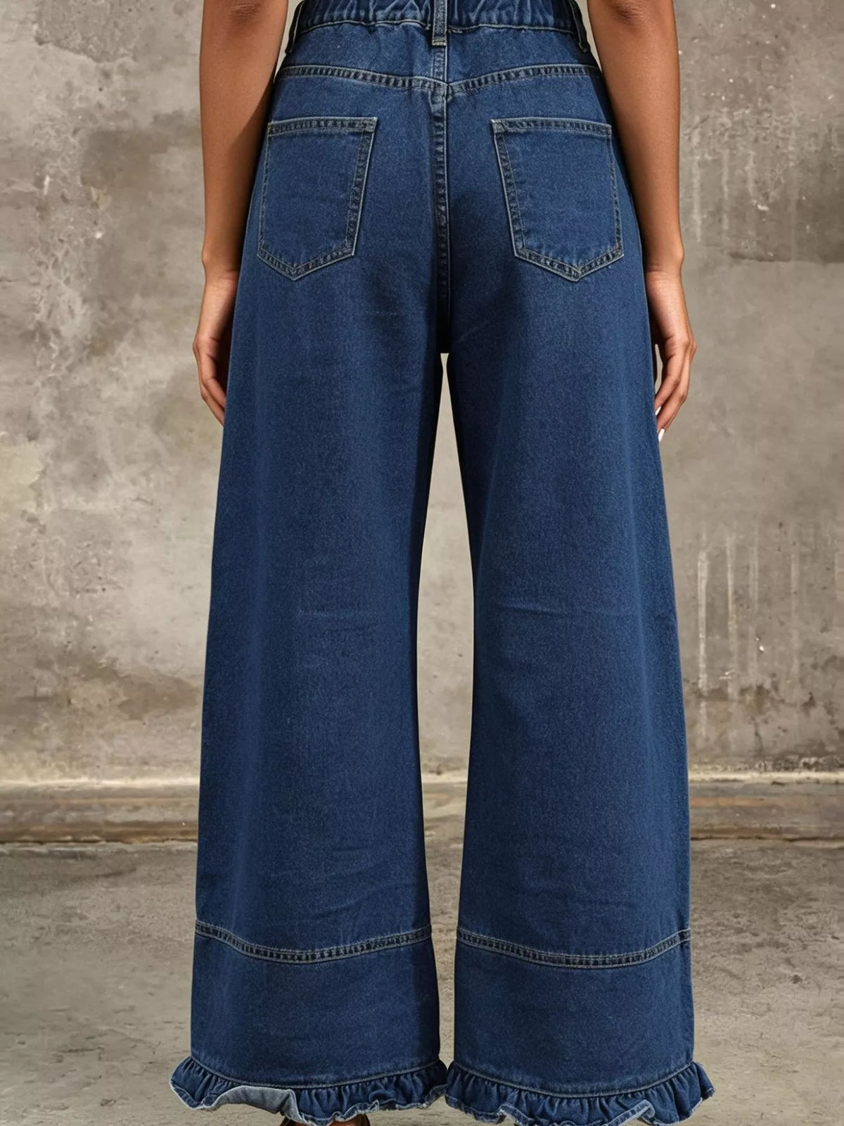 Full Size High-Waisted Wide-Leg Ruffled Hem Jeans Plus Size  Shop One Place