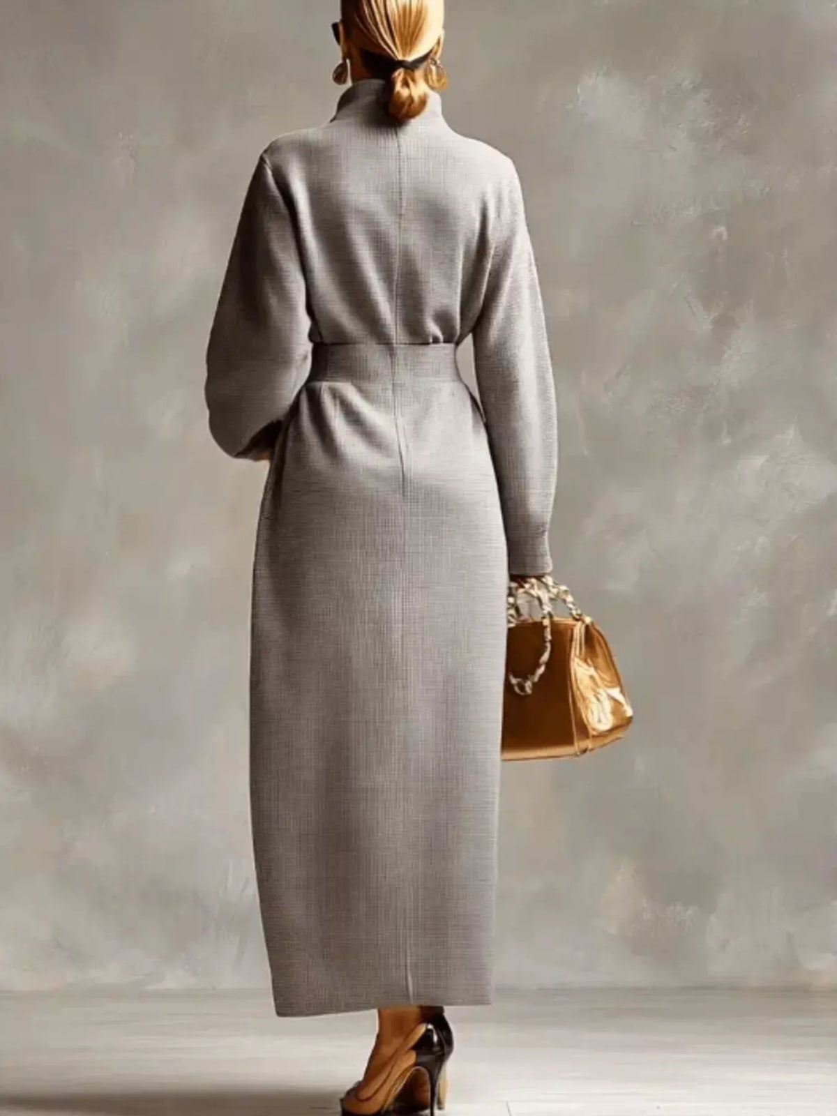 Waffle Knit Quarter-Zip Midi Dress  Shop One Place