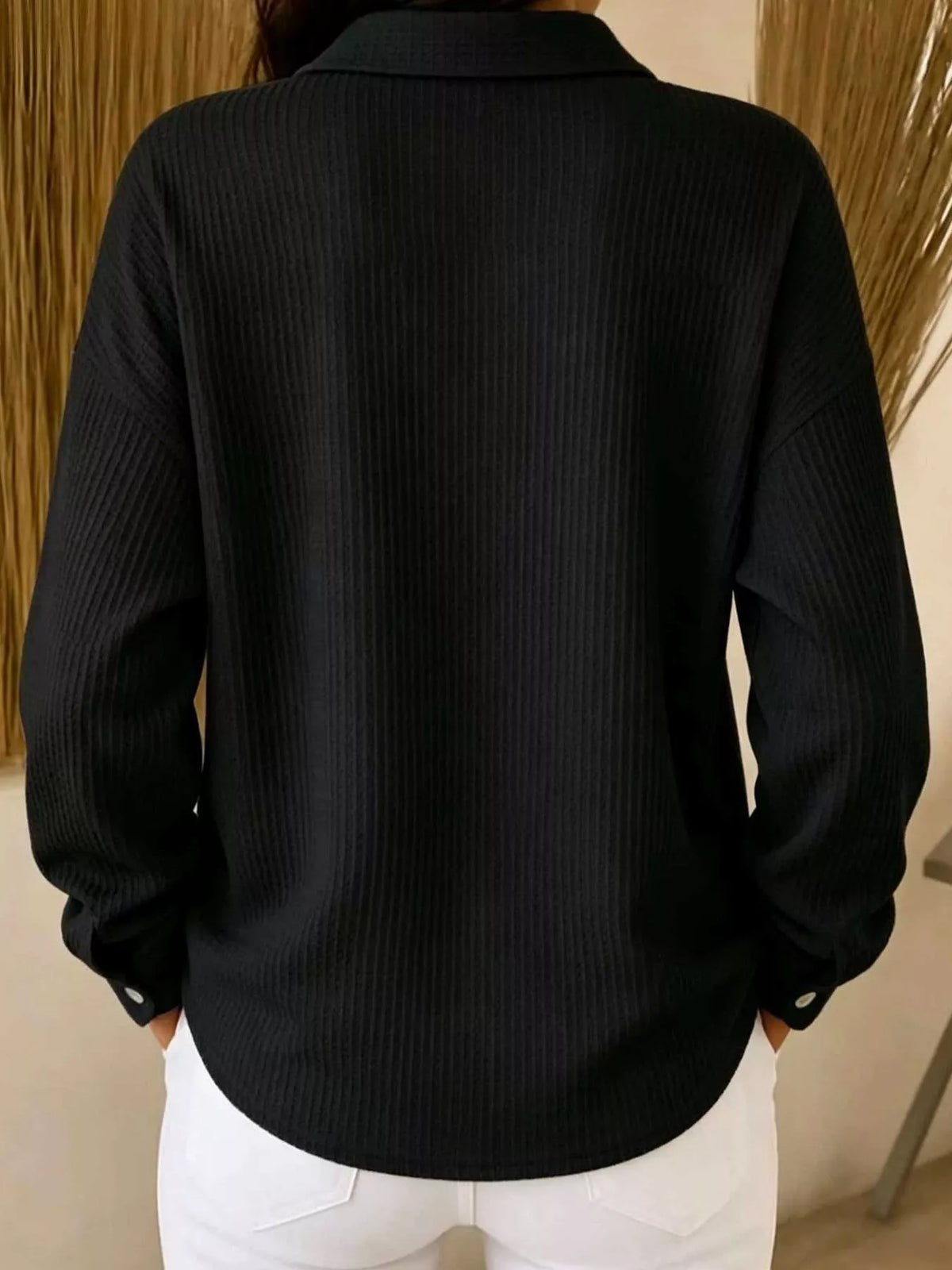 Women's Waffle Knit Button-Down Shirt – view 7