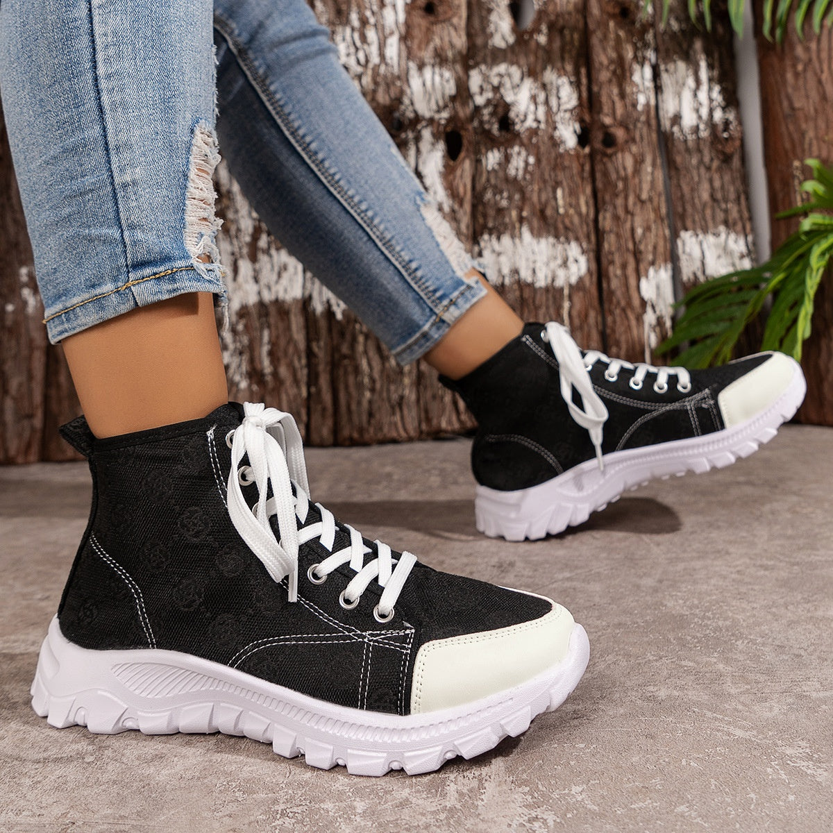 Lace Up Round Toe Sneakers  Shop One Place