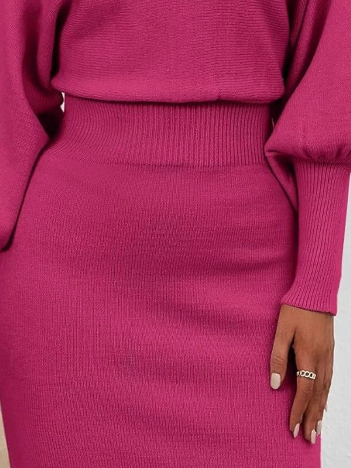 Women's Lantern Sleeve Ribbed Bodycon Sweater Dress – view 5