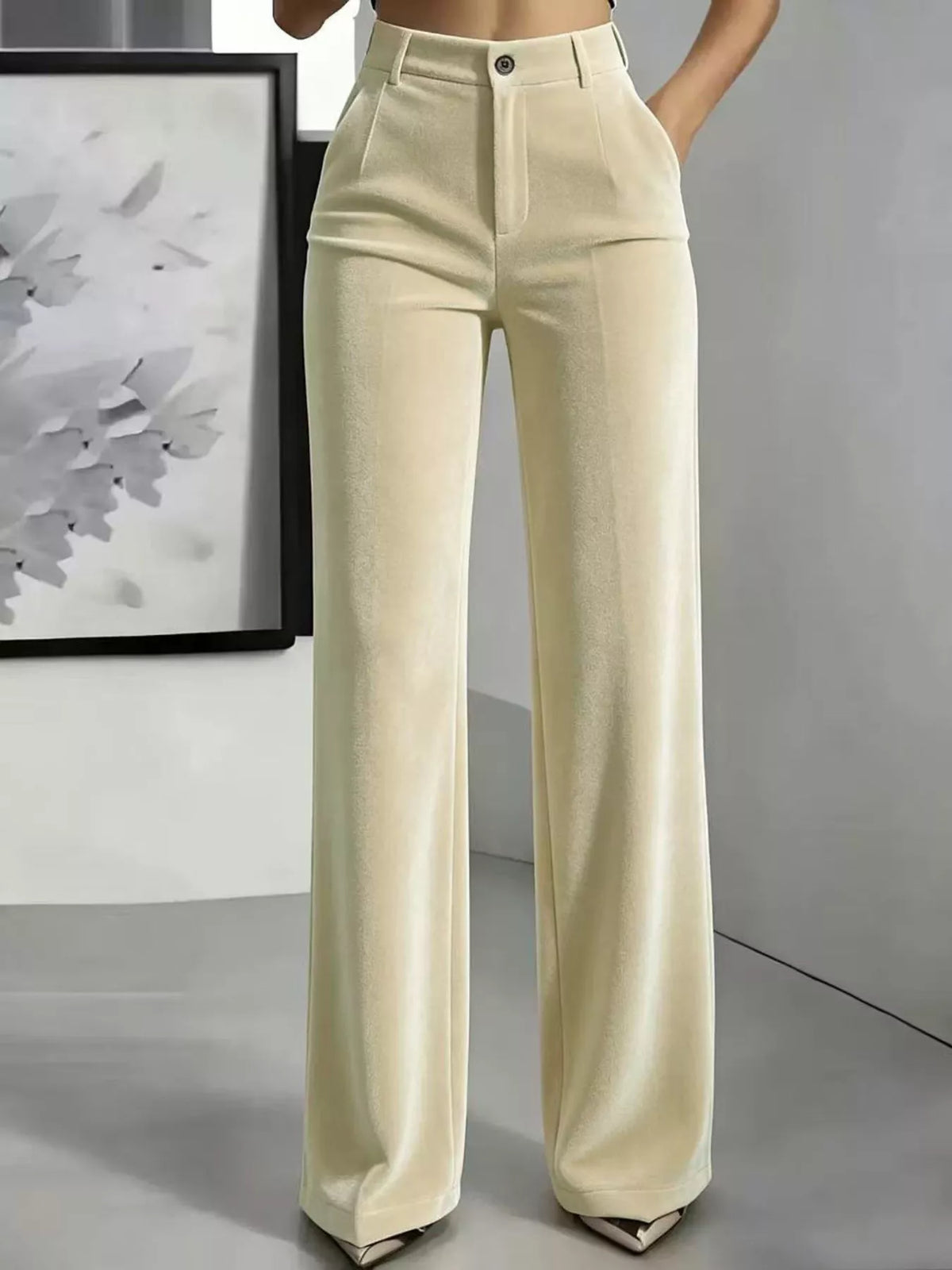 Women's High-Waisted Velvet Pants