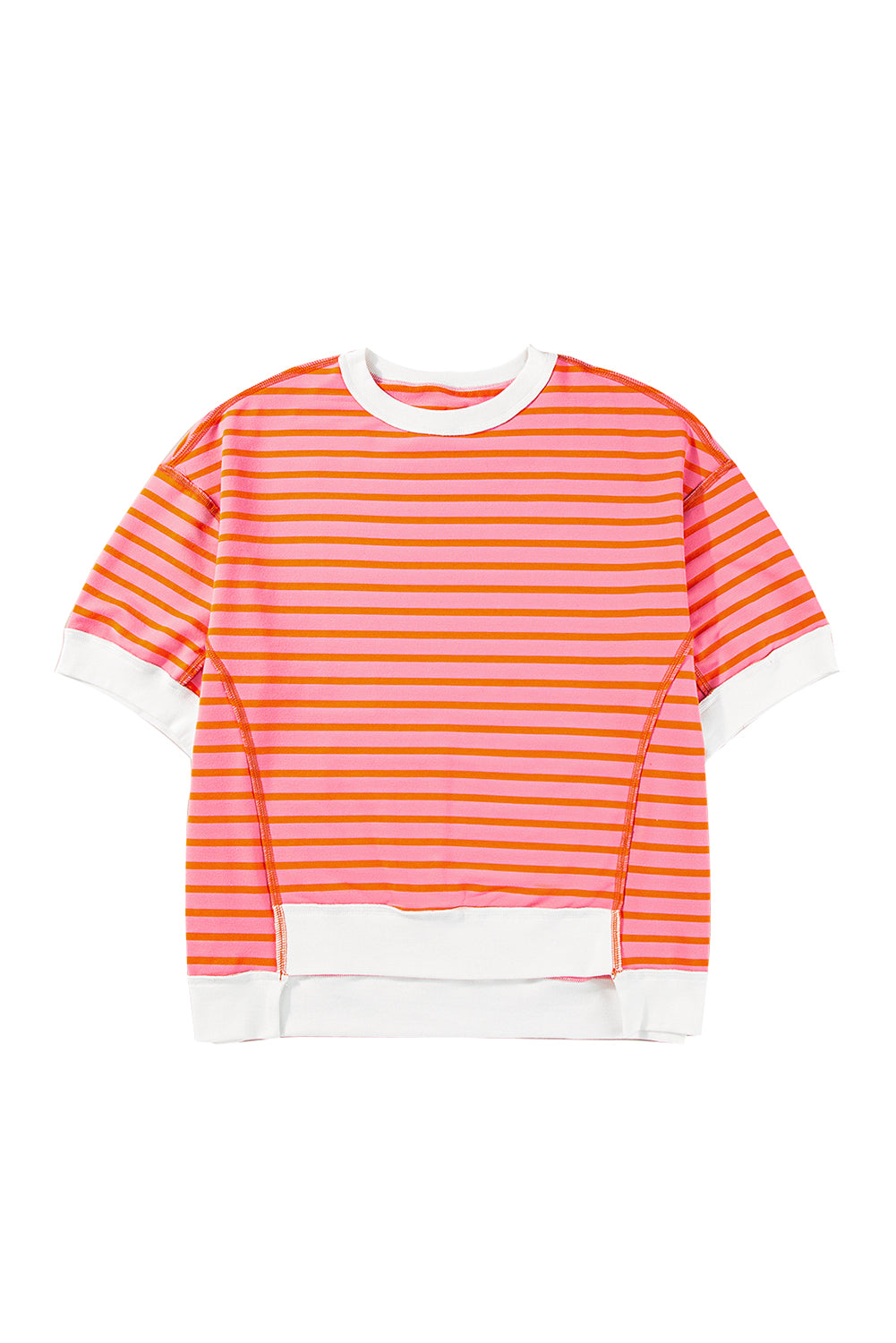 Stripe Colorblock Drop Sleeve Oversized T Shirt