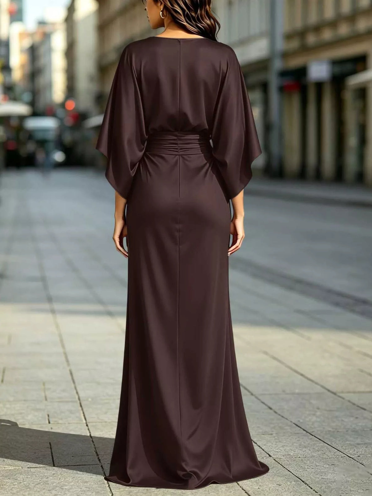 Ruched Waist Maxi Dress with Pockets  Shop One Place