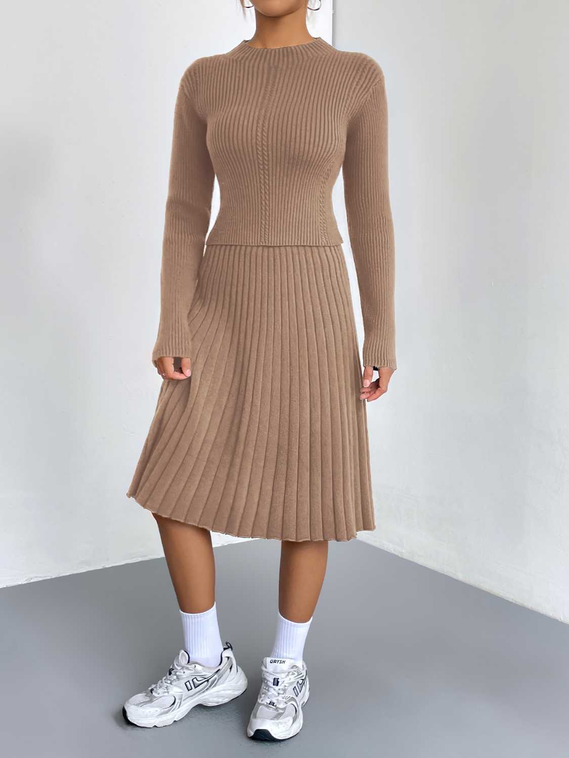 Rib-Knit Sweater and Skirt Set  Shop One Place
