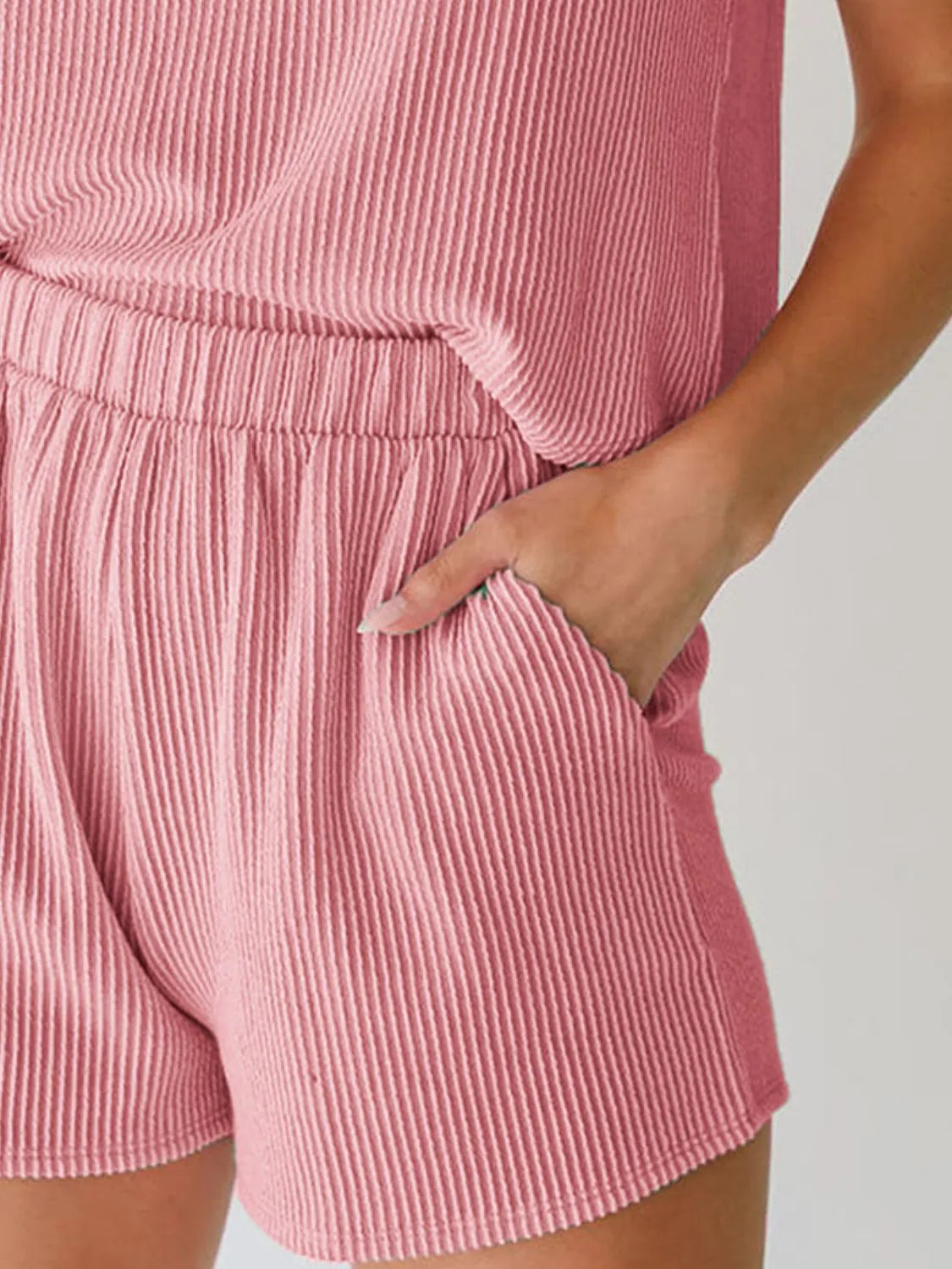 Round Neck Sleeveless Top and Shorts Set  Shop One Place