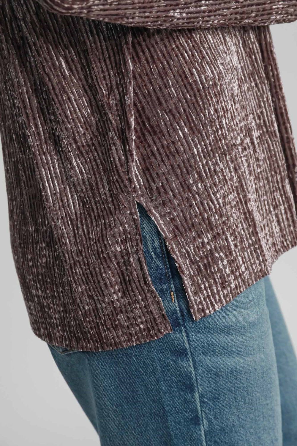 Umgee Side Slit Texture Button Up Shirt  Shop One Place