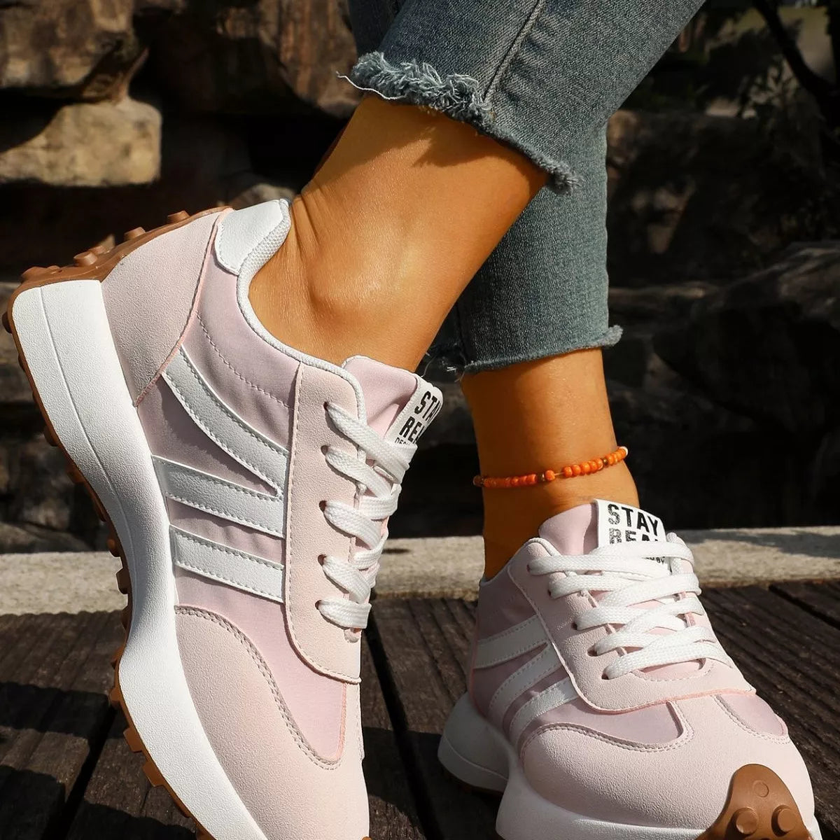Round Toe Lace Up Sneakers  Shop One Place