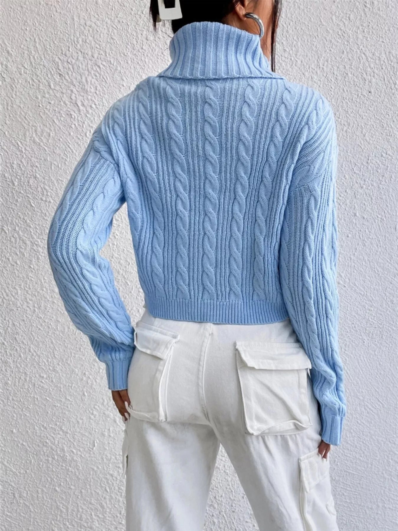 Cable-Knit Turtleneck Long Sleeve Sweater  Shop One Place