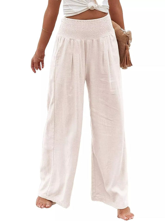 Smocked High Waisted Wide Leg Pants  Shop One Place