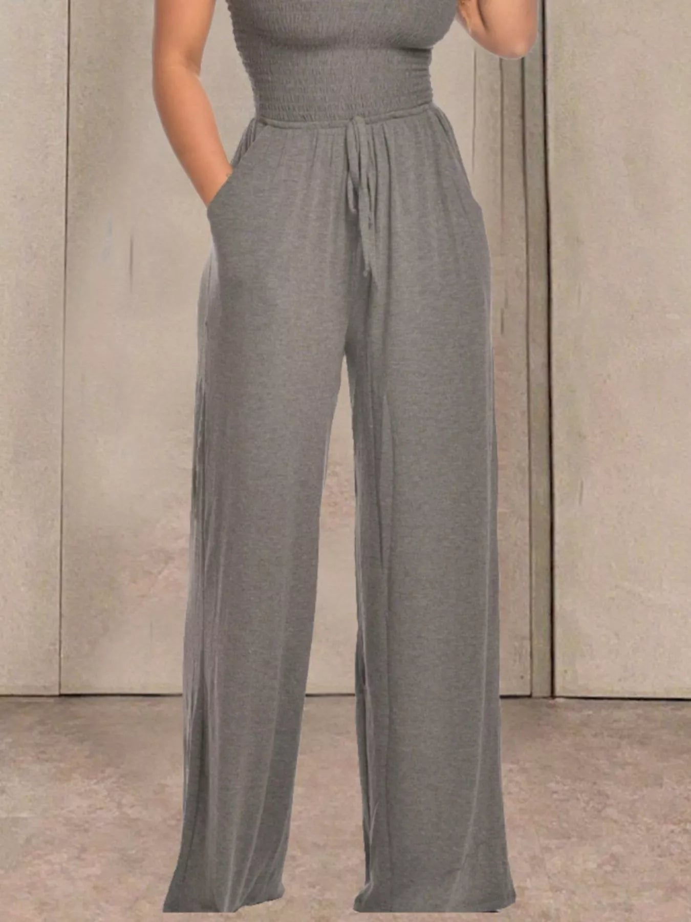 Strapless Smocked Wide-Leg Jumpsuit  Shop One Place