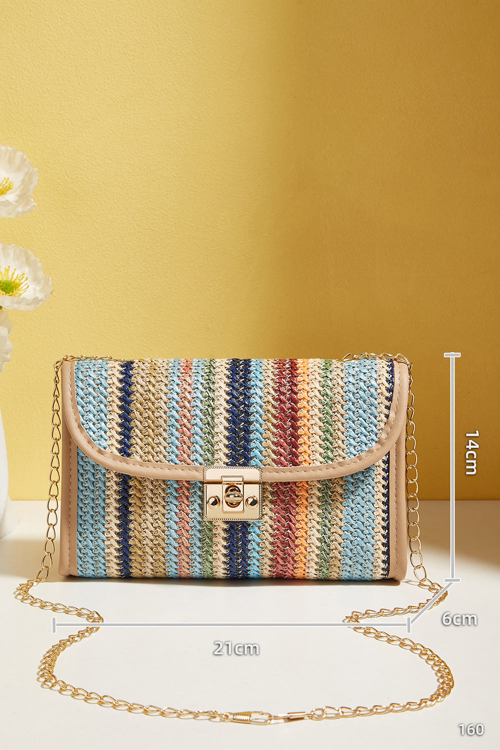 Wholesale Iceland Blue Striped Crochet Flapped Single Shoulder Bag