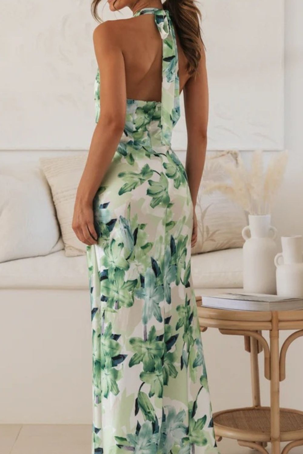 Floral Print Halter Neck Maxi Dress  Shop One Place