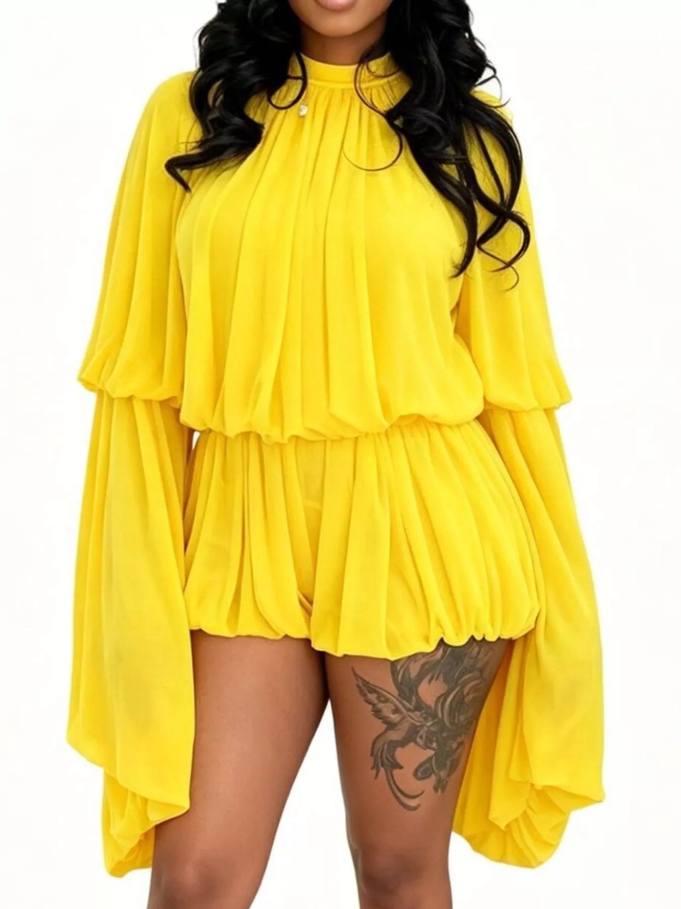 Pleated Long Sleeve Top and Skirt Set  Shop One Place