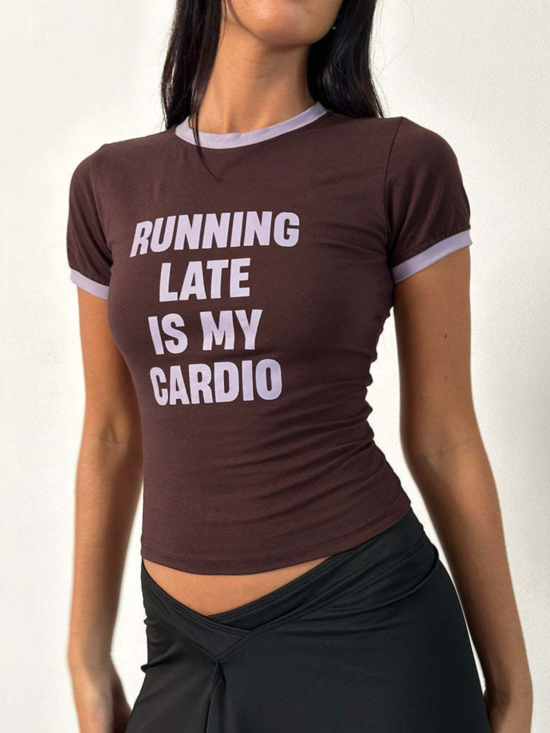 Letter Graphic Round Neck Short Sleeve T-Shirt  Shop One Place