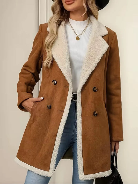 Double-Breasted Suede Outerwear  Shop One Place