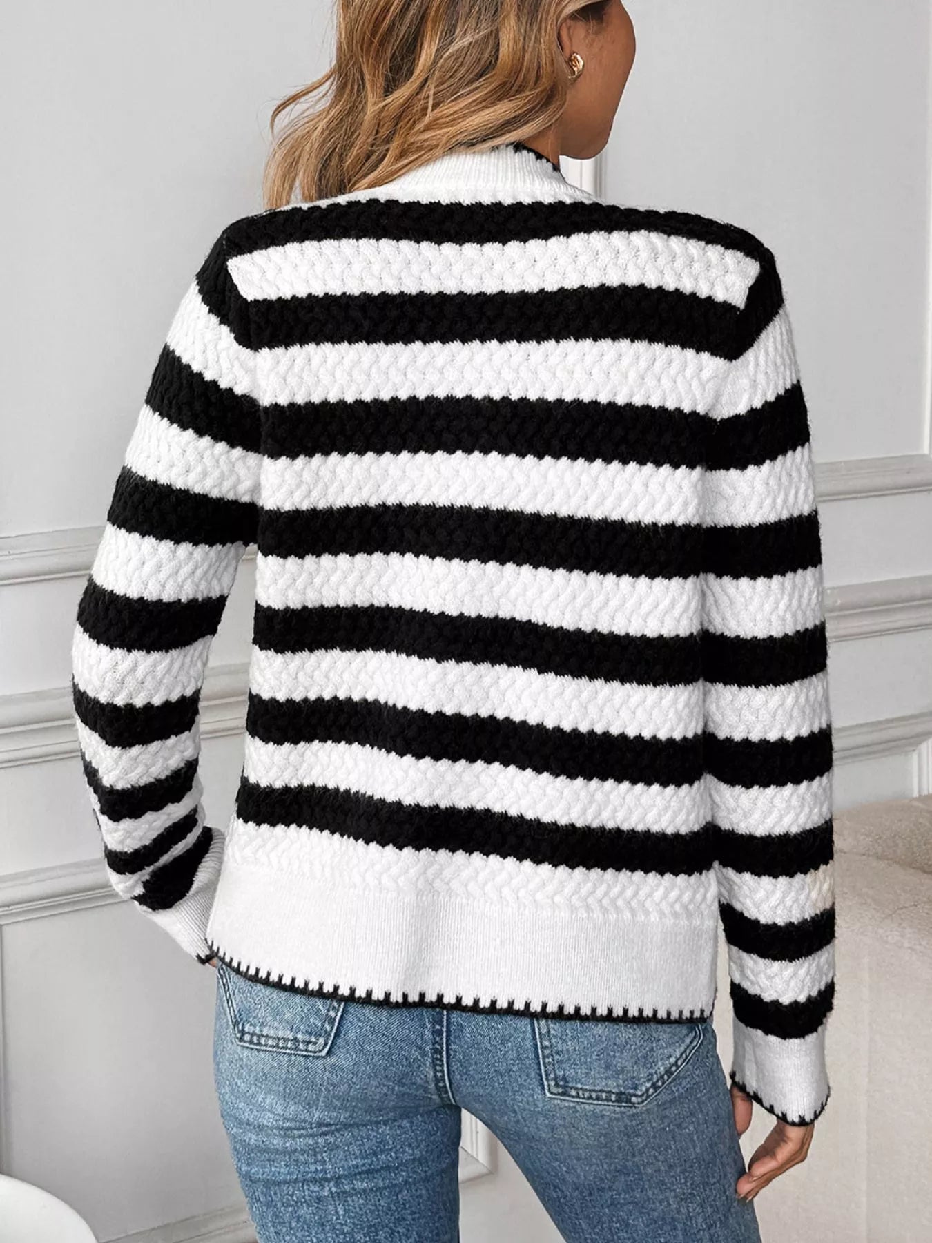 Striped Button-Up Long Sleeve Cardigan  Shop One Place
