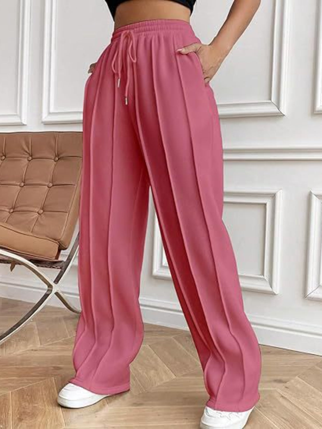 Drawstring Wide Leg Pants with Pockets  Shop One Place