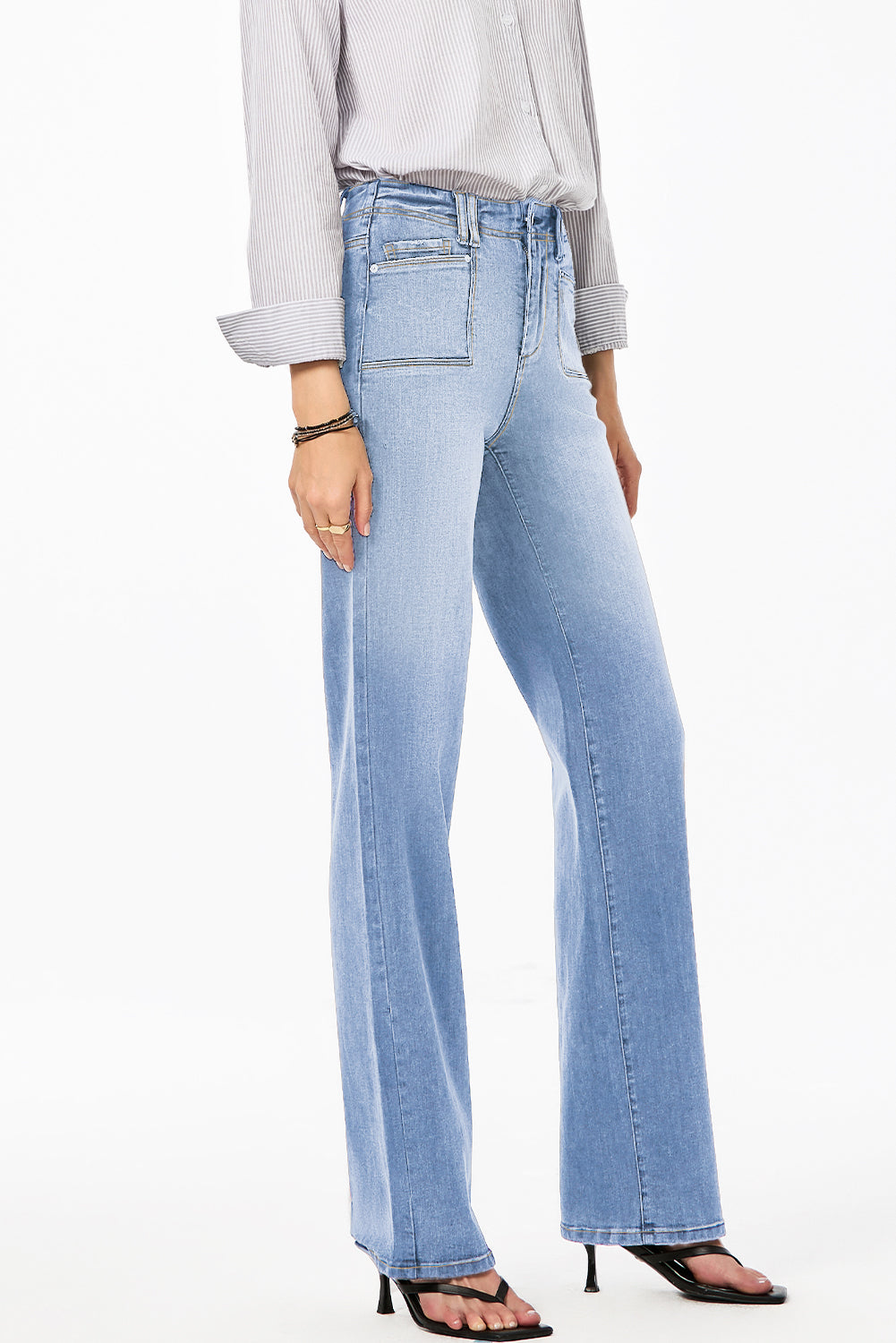 Beau Blue Loose Straight Leg Cropped High Waist Jeans  Shop One Place