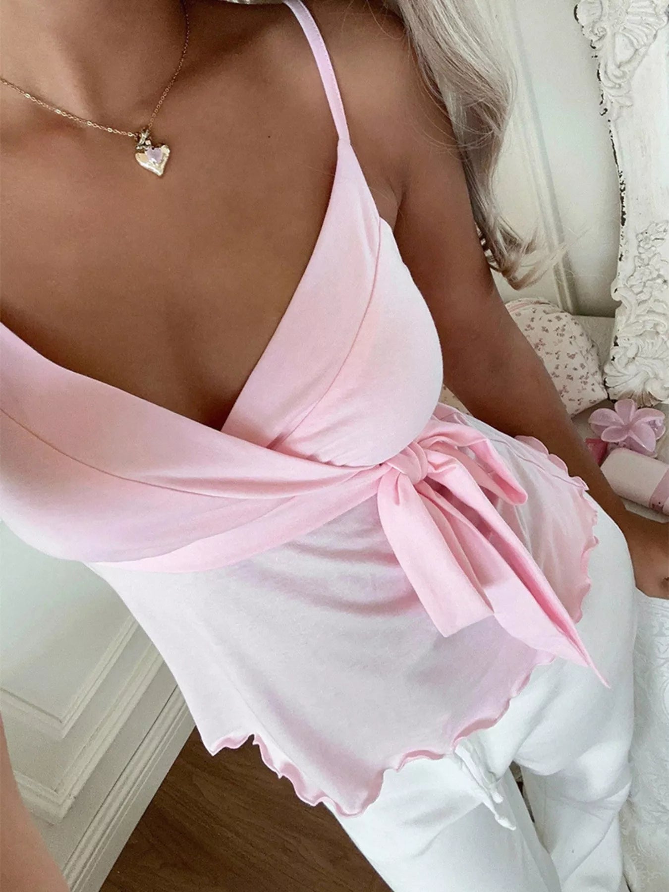 Wrap Tie Surplice Cami  Shop One Place