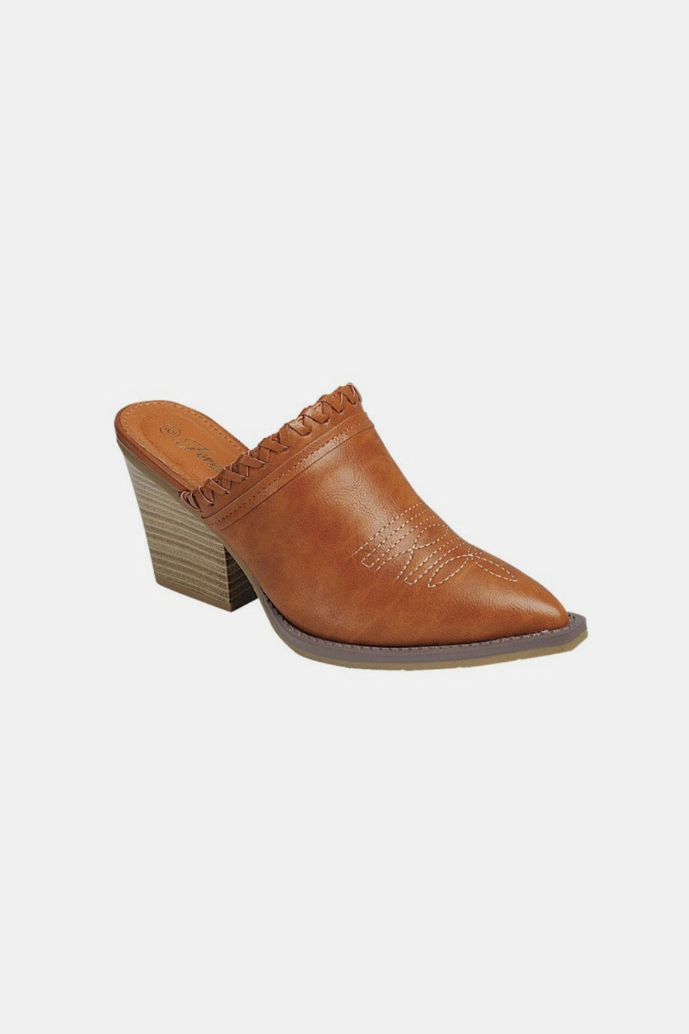 Forever Link Pointy Toe Slip On Chunky Mules Tan