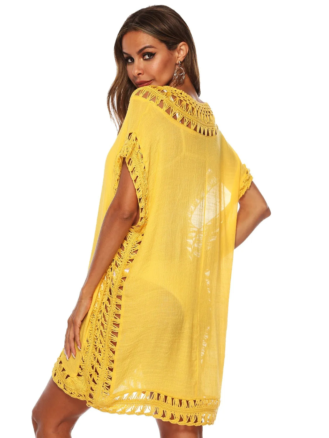 Bohemian Crochet Trim Beach Cover Up Dress  Shop One Place