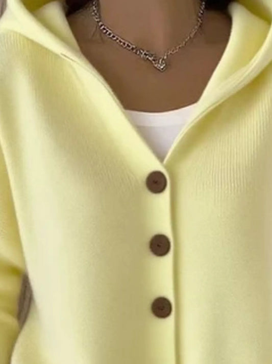 Full Size Hooded Button-Front Soft Knit Cardigan Plus Size  Shop One Place