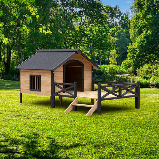 Outdoor Large Wooden Cabin House Style Wooden Dog Kennel with Porch  Shop One Place