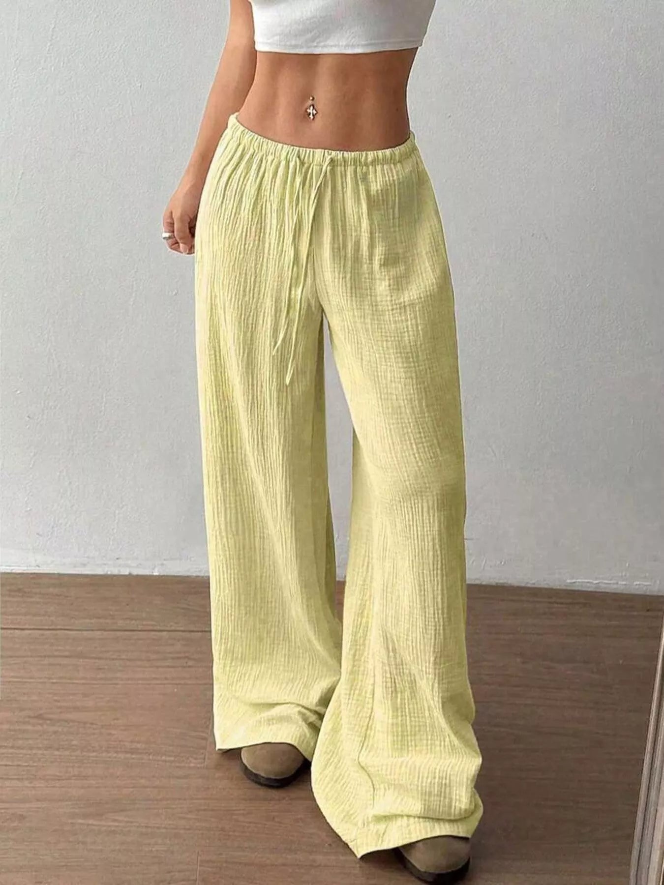 Full Size Drawstring Wide Leg Pants Plus Size  Shop One Place