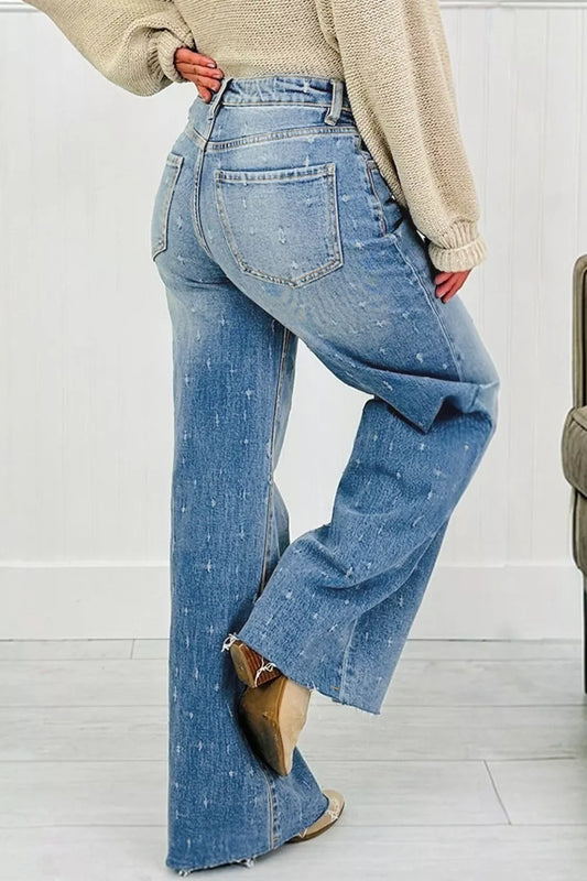 Distressed Detail Tummy Control Raw Hem Jeans  Shop One Place