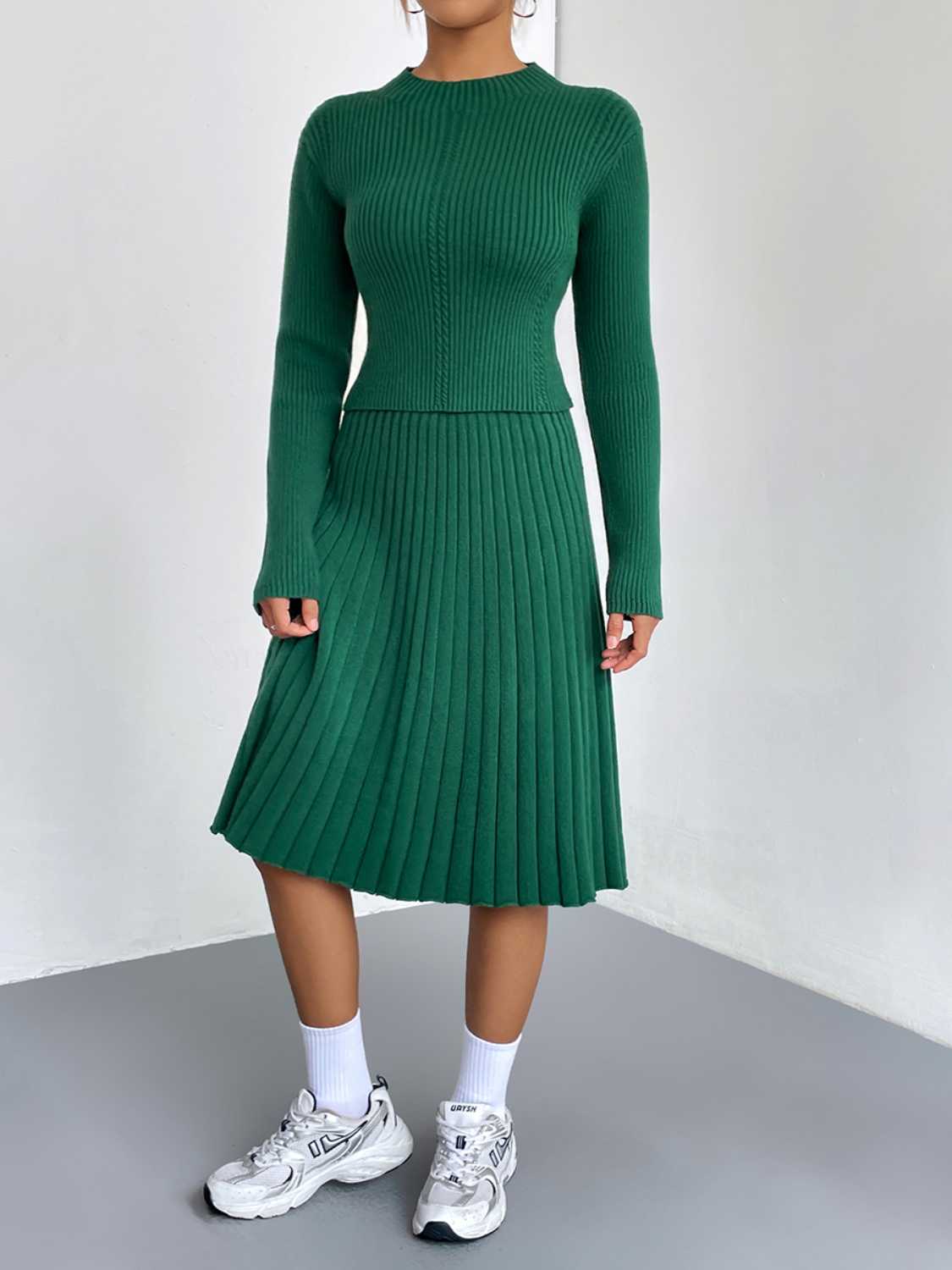 Rib-Knit Sweater and Skirt Set  Shop One Place