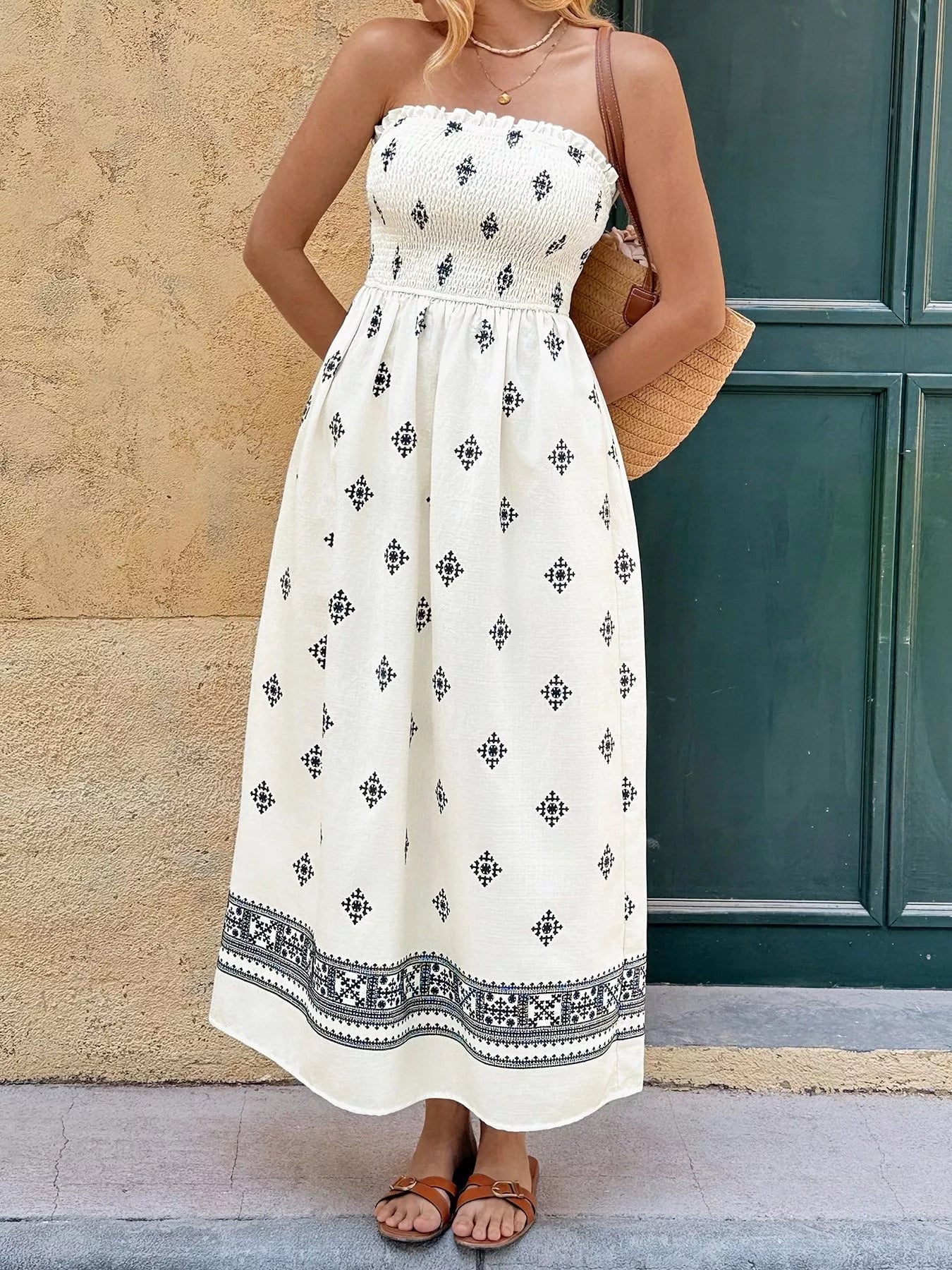 Smocked Tube Midi Dress  Shop One Place