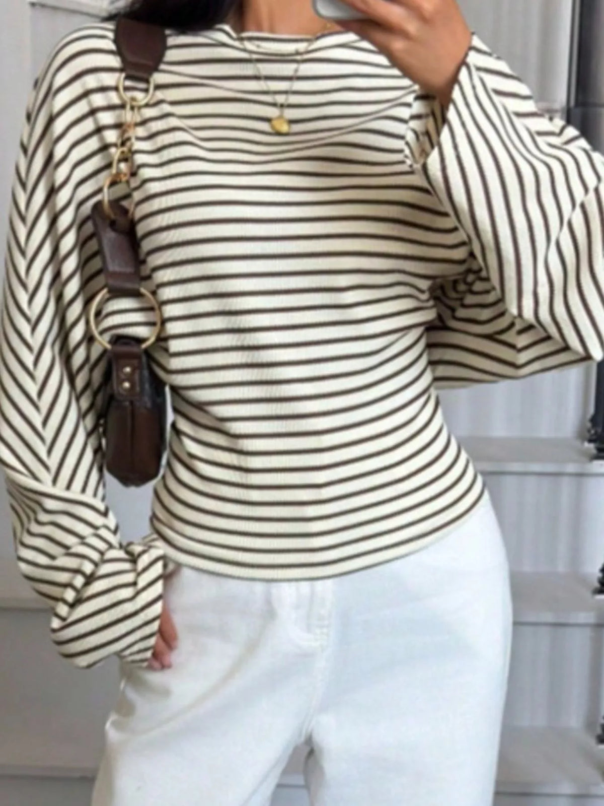 Women's Striped Batwing Sleeve T-Shirt – view 9