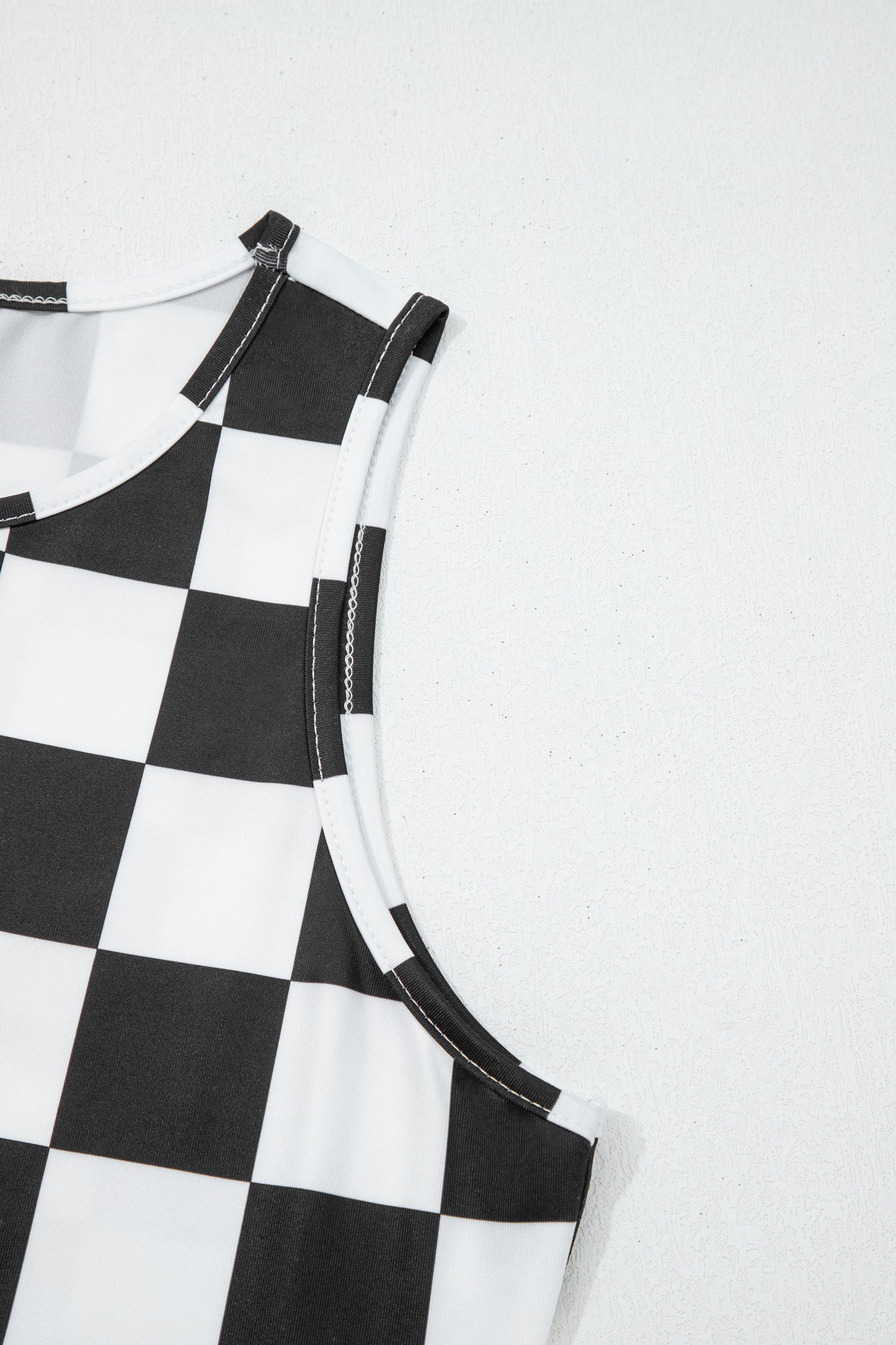 Black Checkerboard Printed Slim Tank Top  Shop One Place