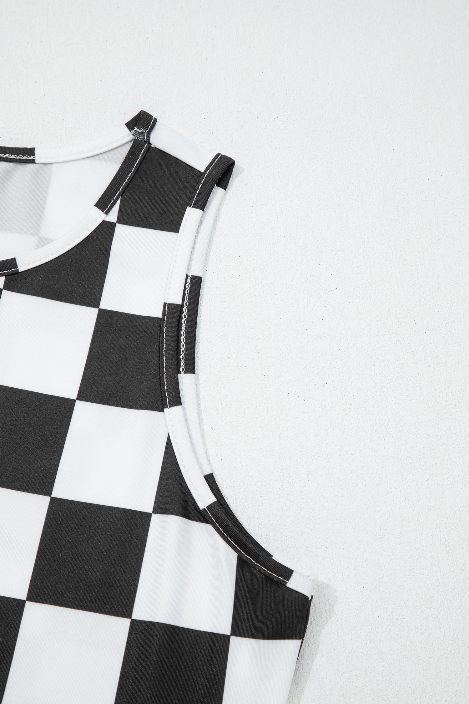 Black Checkerboard Printed Slim Tank Top  Shop One Place