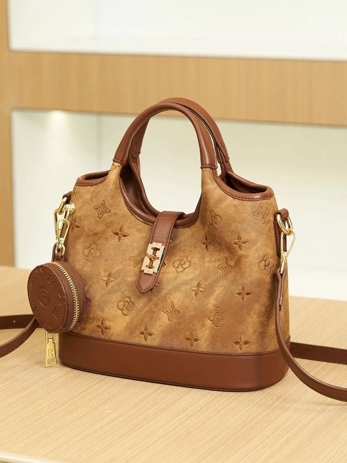 Embossed Crossbody Bag with Detachable Coin Pouch – view 10