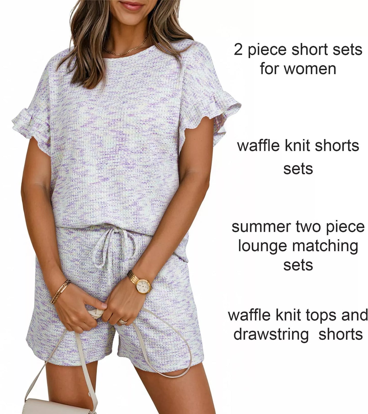 Ruffle Sleeve Textured Top and Shorts Set  Shop One Place
