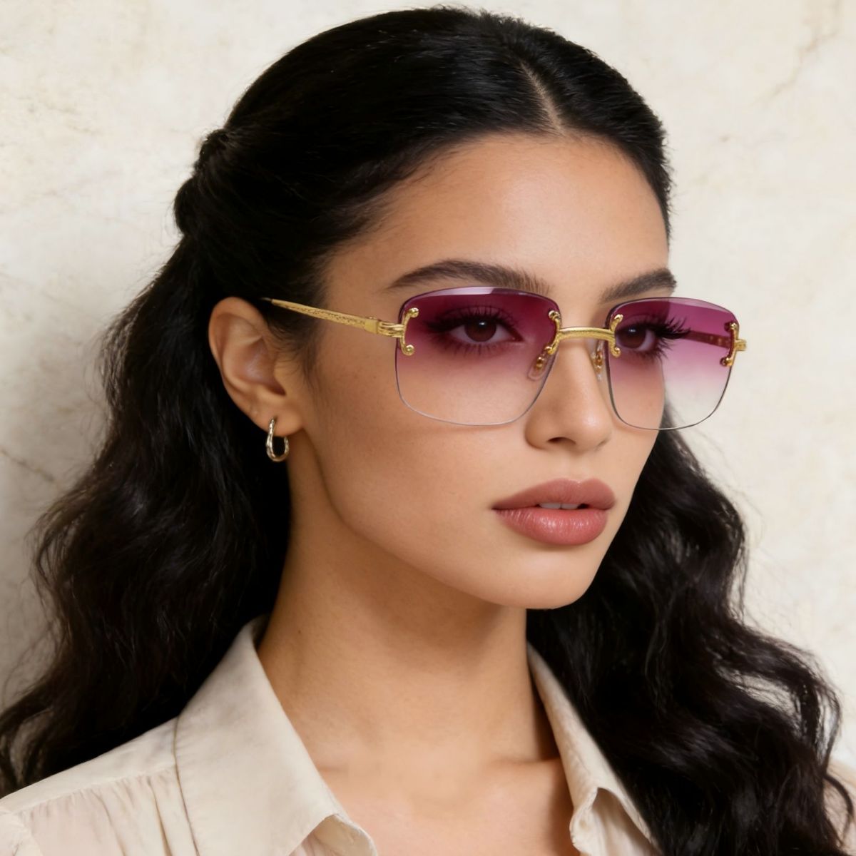 Rimless Gradient Tinted Sunglasses  Shop One Place