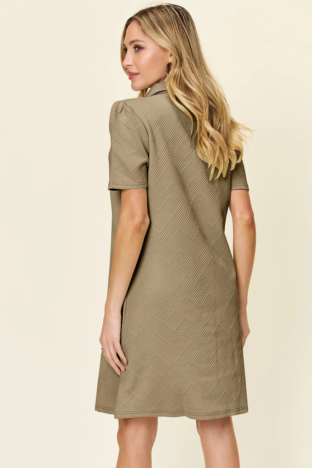 Double Take Full Size Texture Collared Neck Short Sleeve Dress  Shop One Place