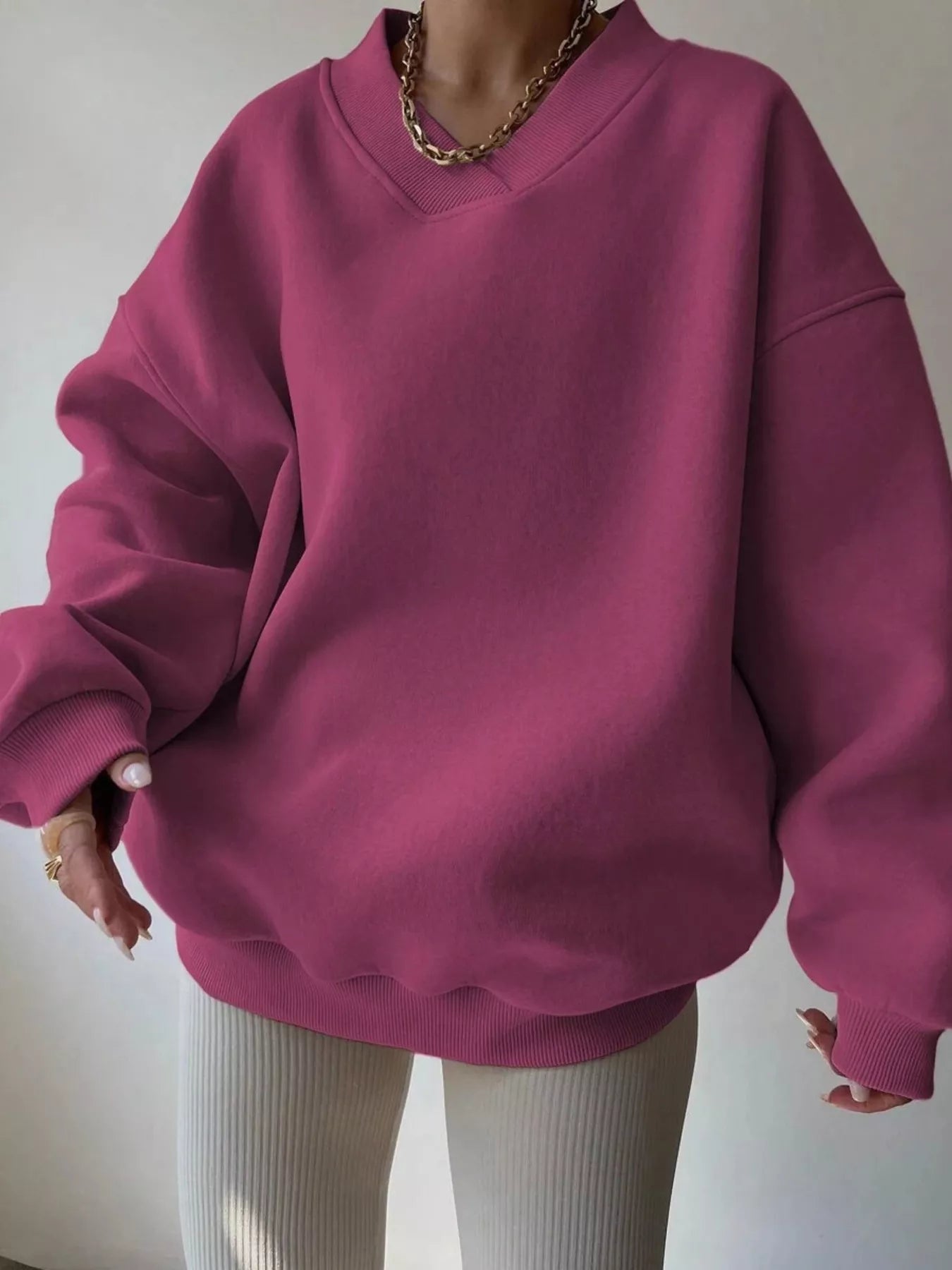 Dropped Shoulder Long Sleeve Oversized Sweatshirt  Shop One Place