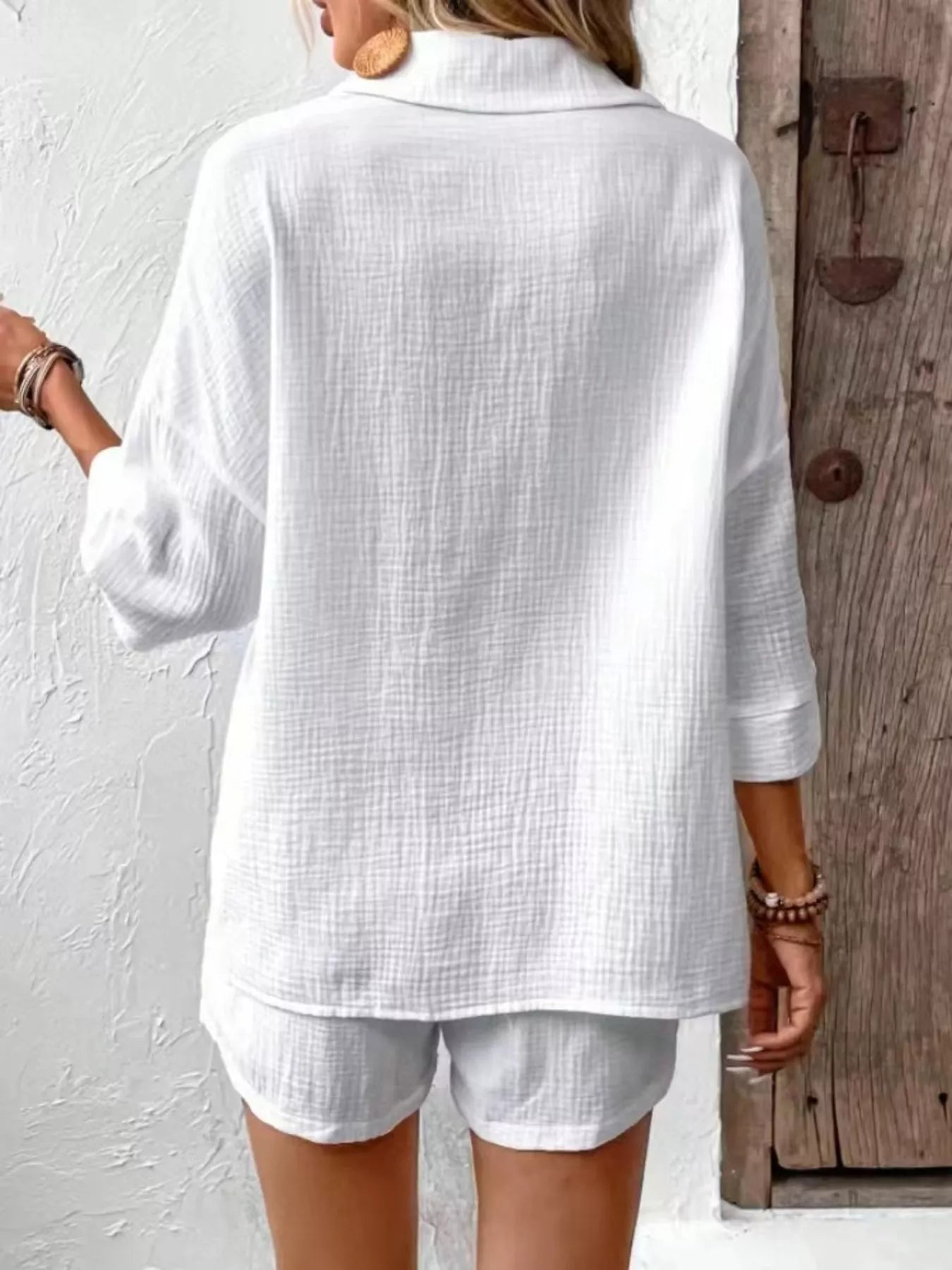 Button Detail Top and Shorts Set  Shop One Place