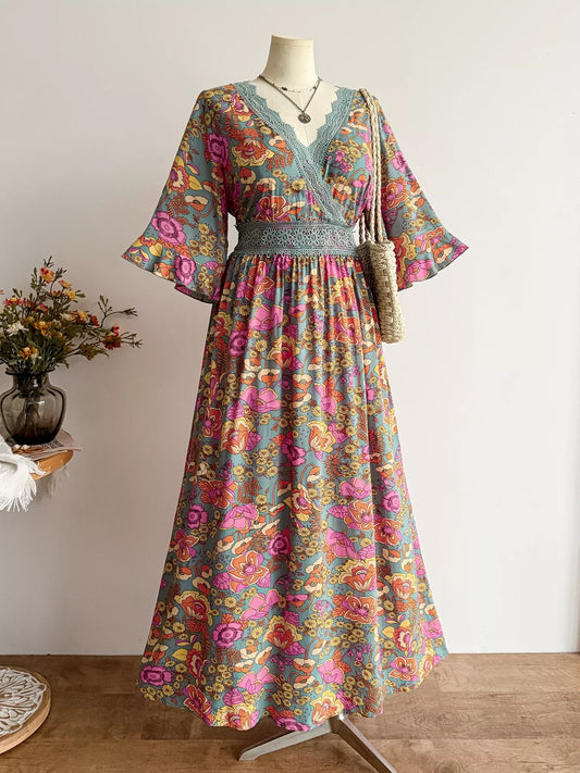 Plus Size Lace Detail Floral Surplice Dress  Shop One Place