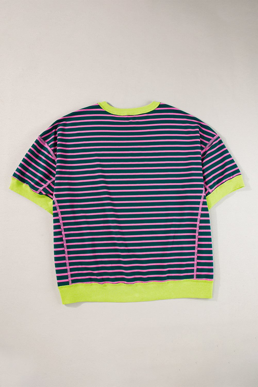 Stripe Colorblock Drop Sleeve Oversized T Shirt