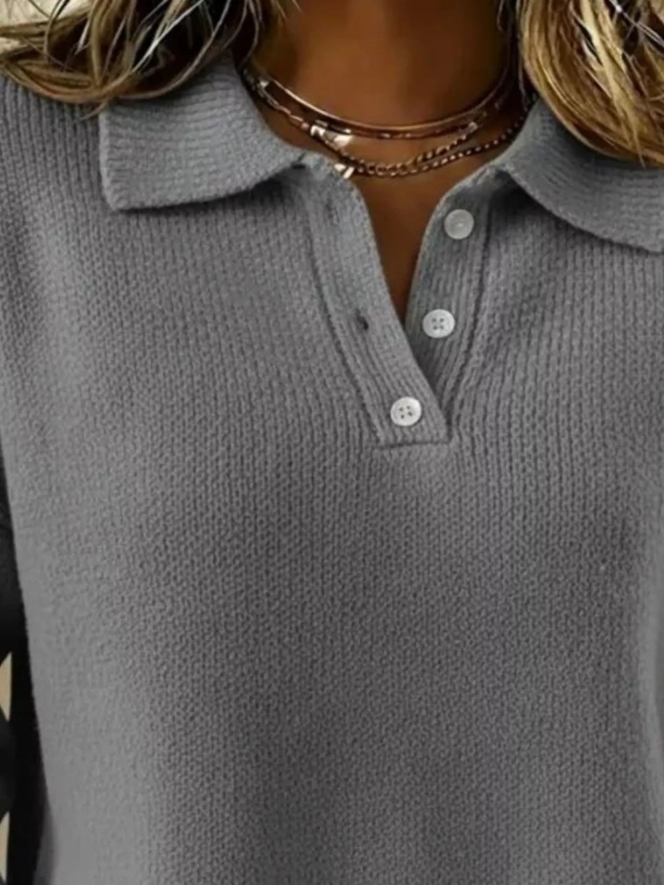 Full Size Button Detail Dropped Shoulder Sweater Plus Size  Shop One Place