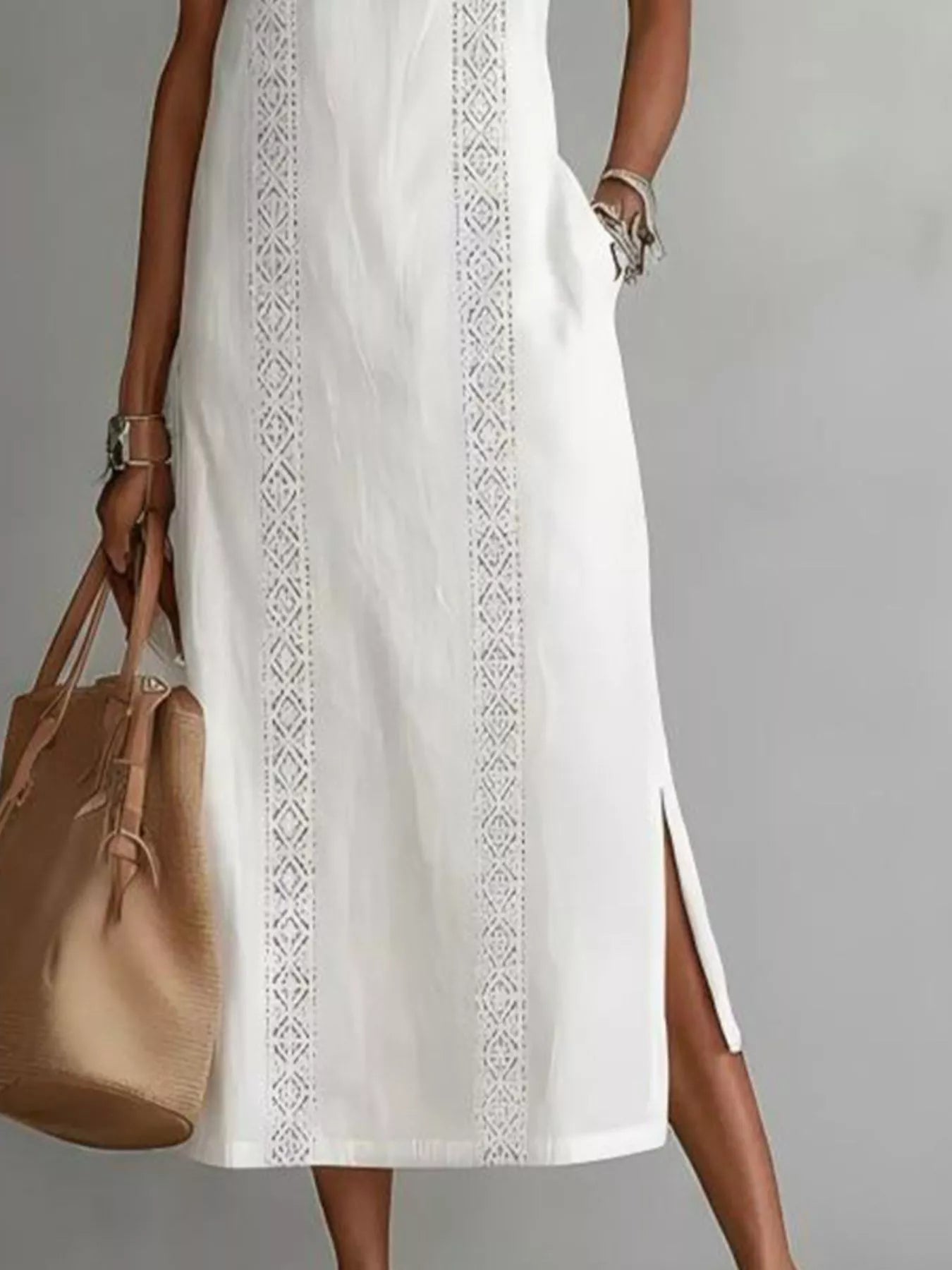 Full Size Side Slit Sleeveless Midi Dress Plus Size  Shop One Place