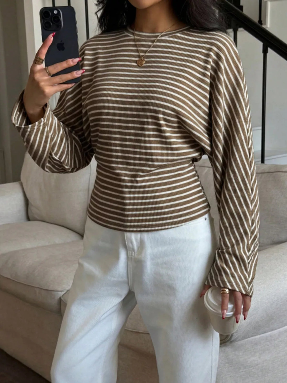 Women's Striped Batwing Sleeve T-Shirt – view 14