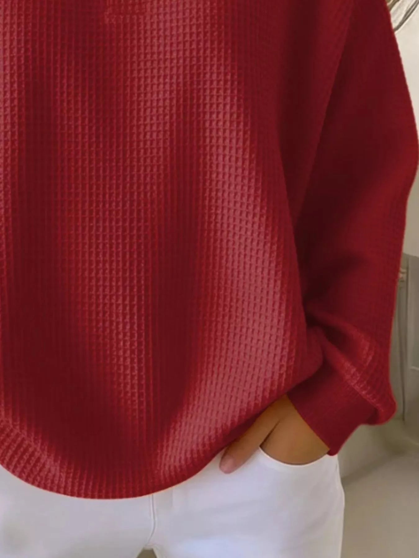 Full Size Waffle Knit Button Detail Top Plus Size  Shop One Place